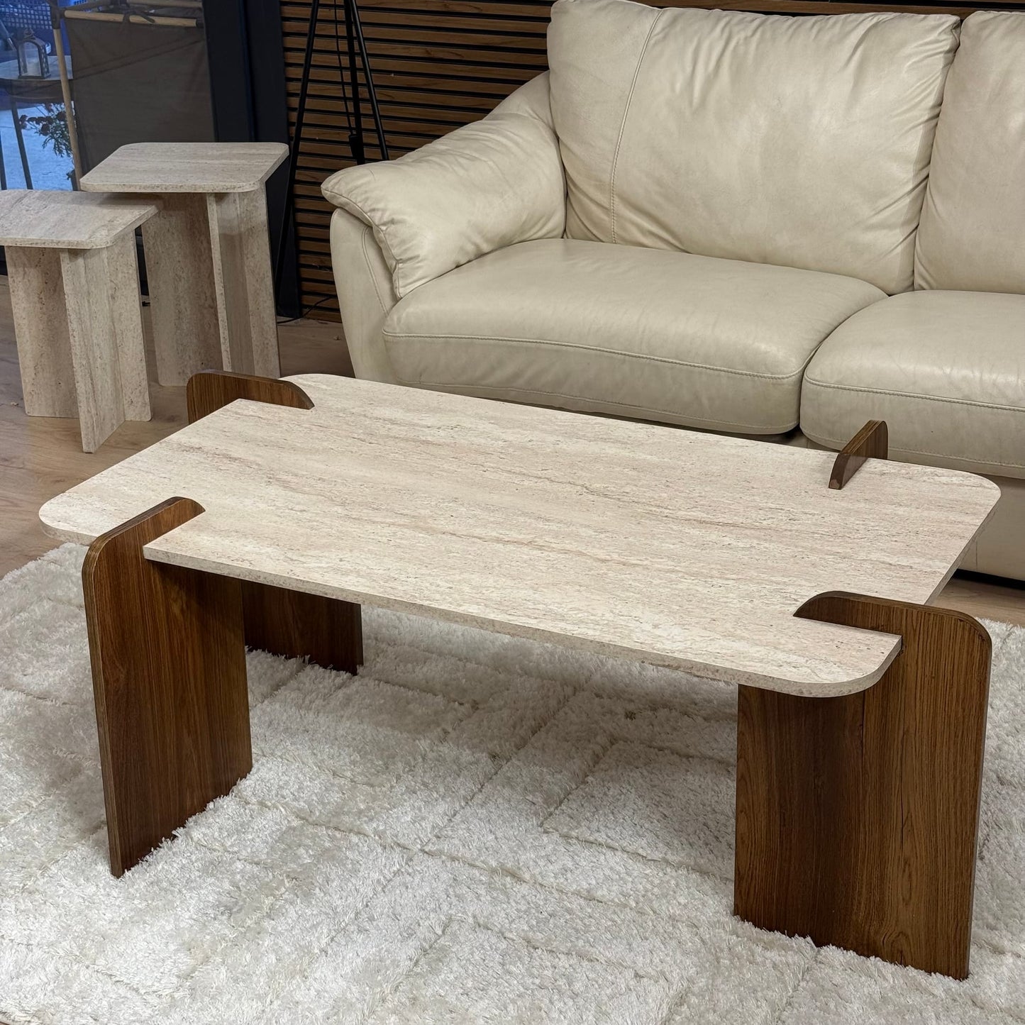 Boho Pinterest, Traverten Desen, Büyük Boy, Orta Sehpa 120x70x46 cm (Lansman Fiyatı)