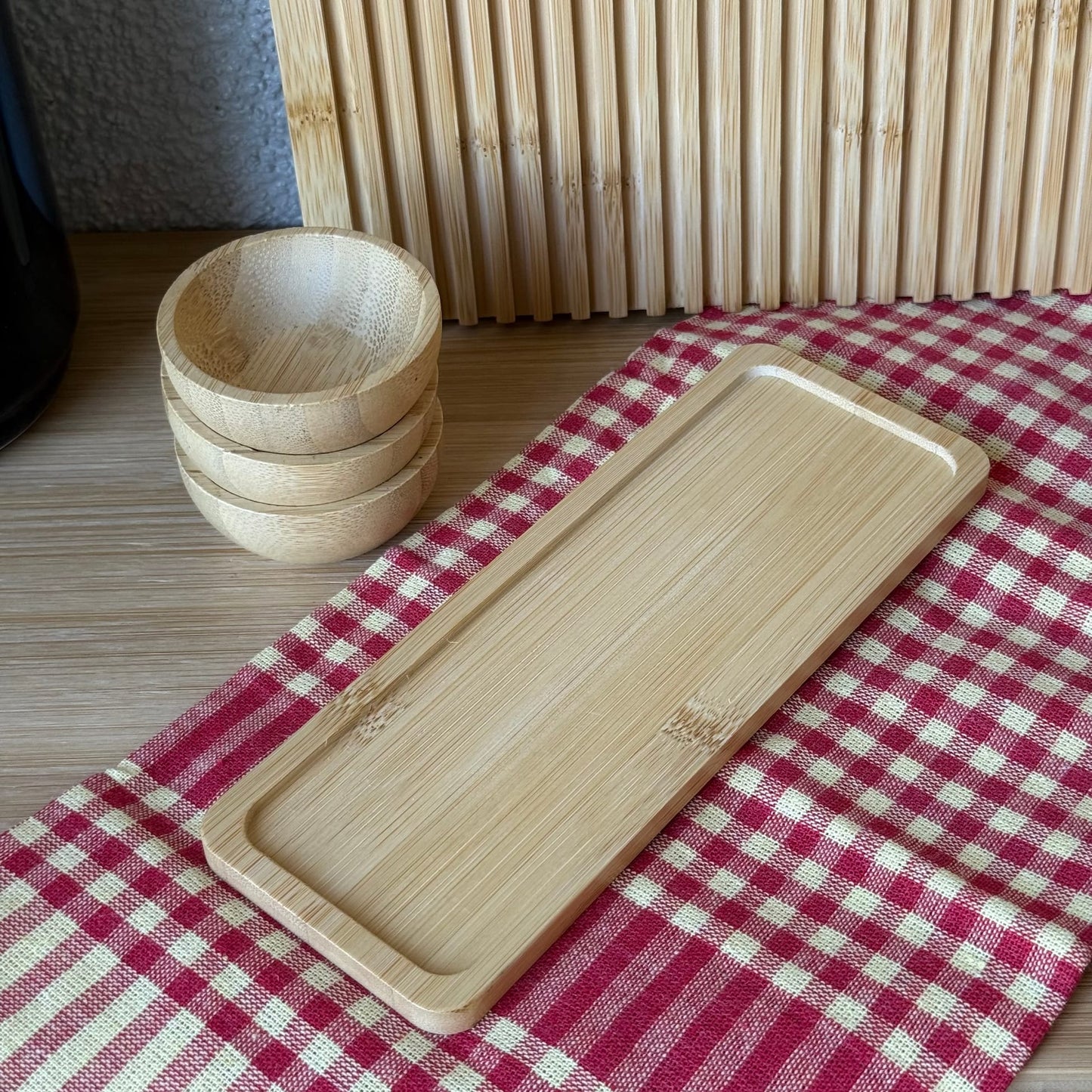 İvory Bambu Standlı Sosluk Reçelik Seti 19x7 CM
