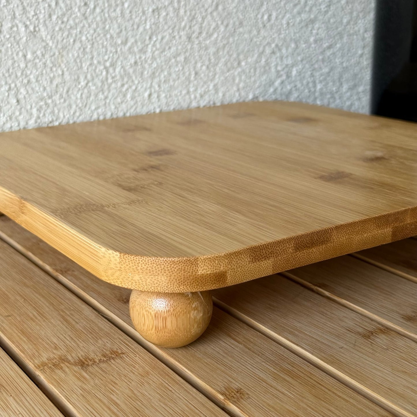 Alp Top Ayaklı Bambu Büyük Boy Kare Sunumluk 30x30x5 cm