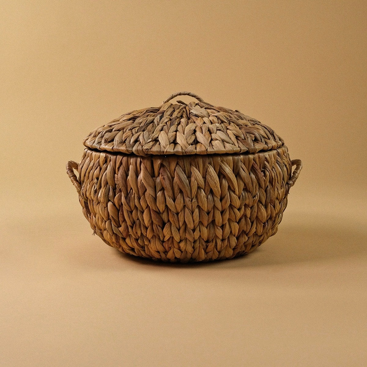 Kalın Örme İki Boy Kapaklı Kulplu Sepet Seti