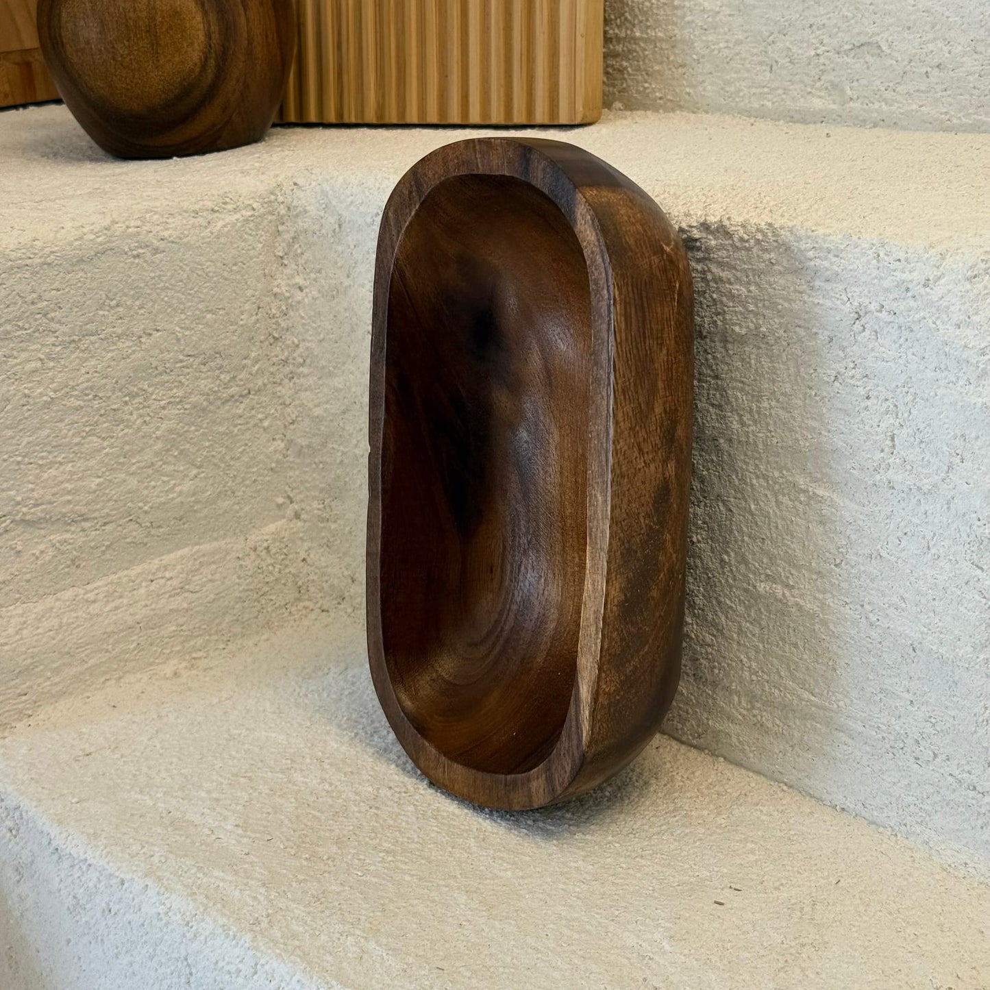 Mars Oval Kalın Akasya Ağacı Sunumluk Kase 23,5x13 cm