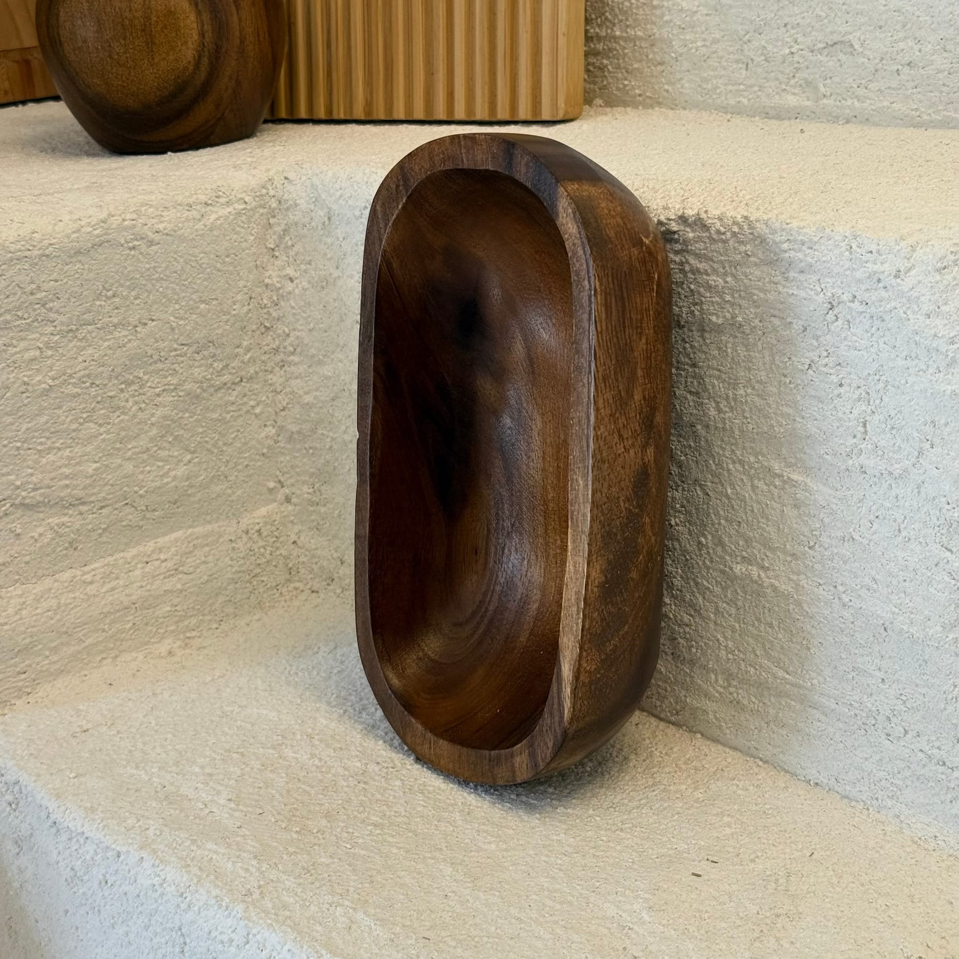 Mars Oval Kalın Akasya Ağacı Sunumluk Kase 23,5x13 cm