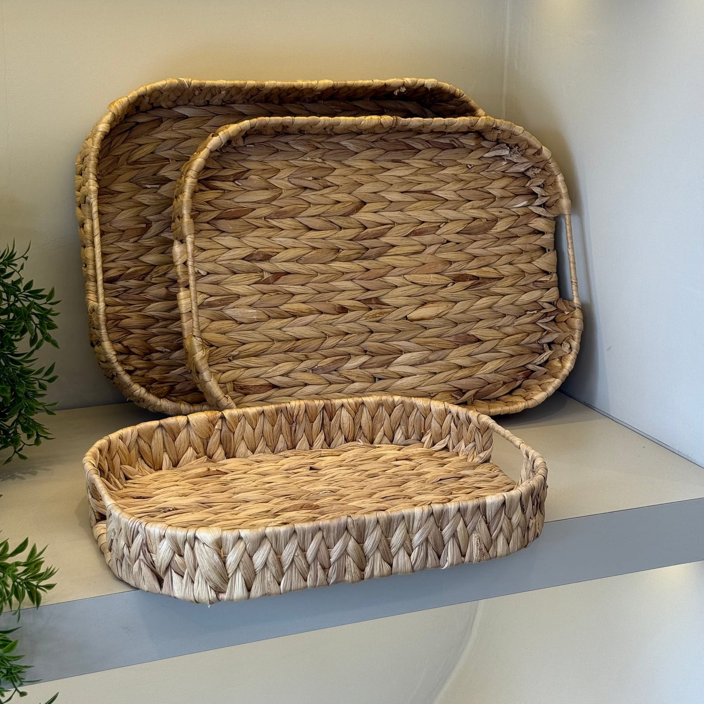 ZBERN Kalın Hasır 3 Boy Dikdörtgen Tepsi Seti