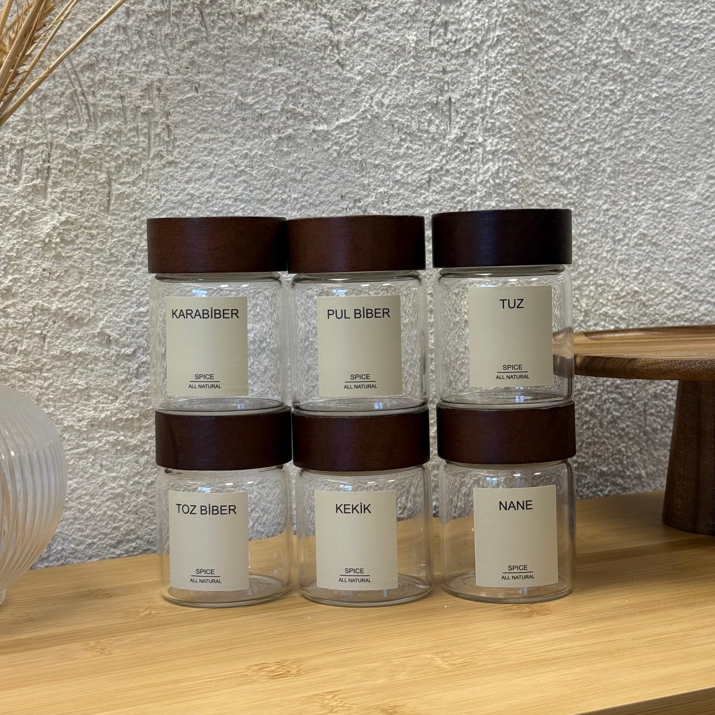 Strokka Akasya Kapaklı Silindir Kavanoz Seti 6 Adet 200 ml