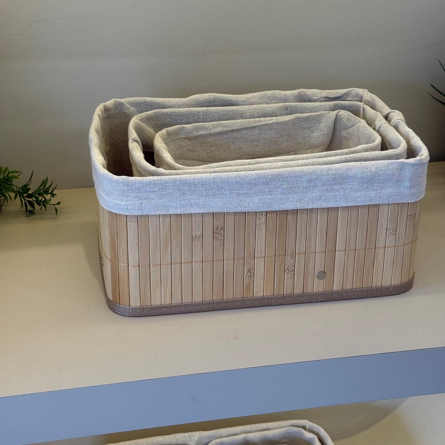 8 Parça Bambu Sepet Seti Dikdörtgen