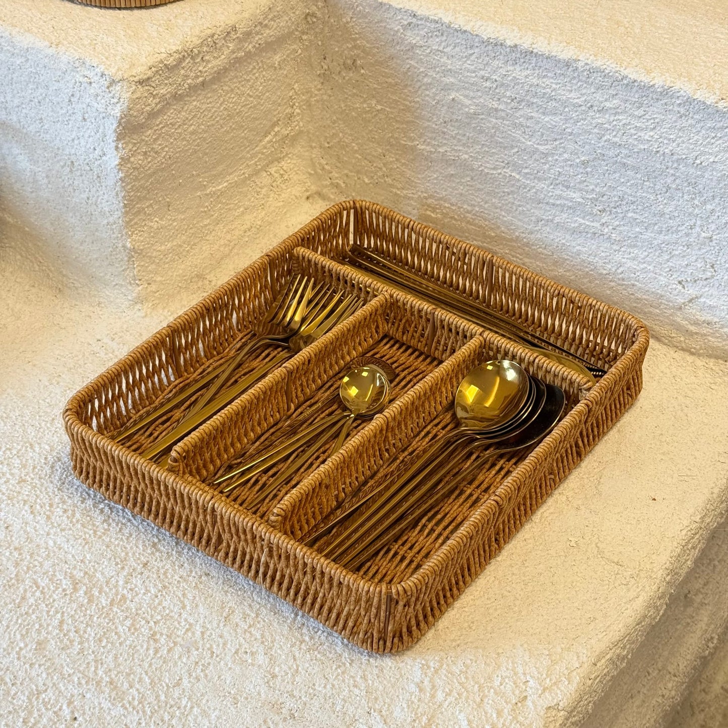 Dama Rattan Bölmeli Çekmece İçi Kaşıklık 30x25x4,5 cm