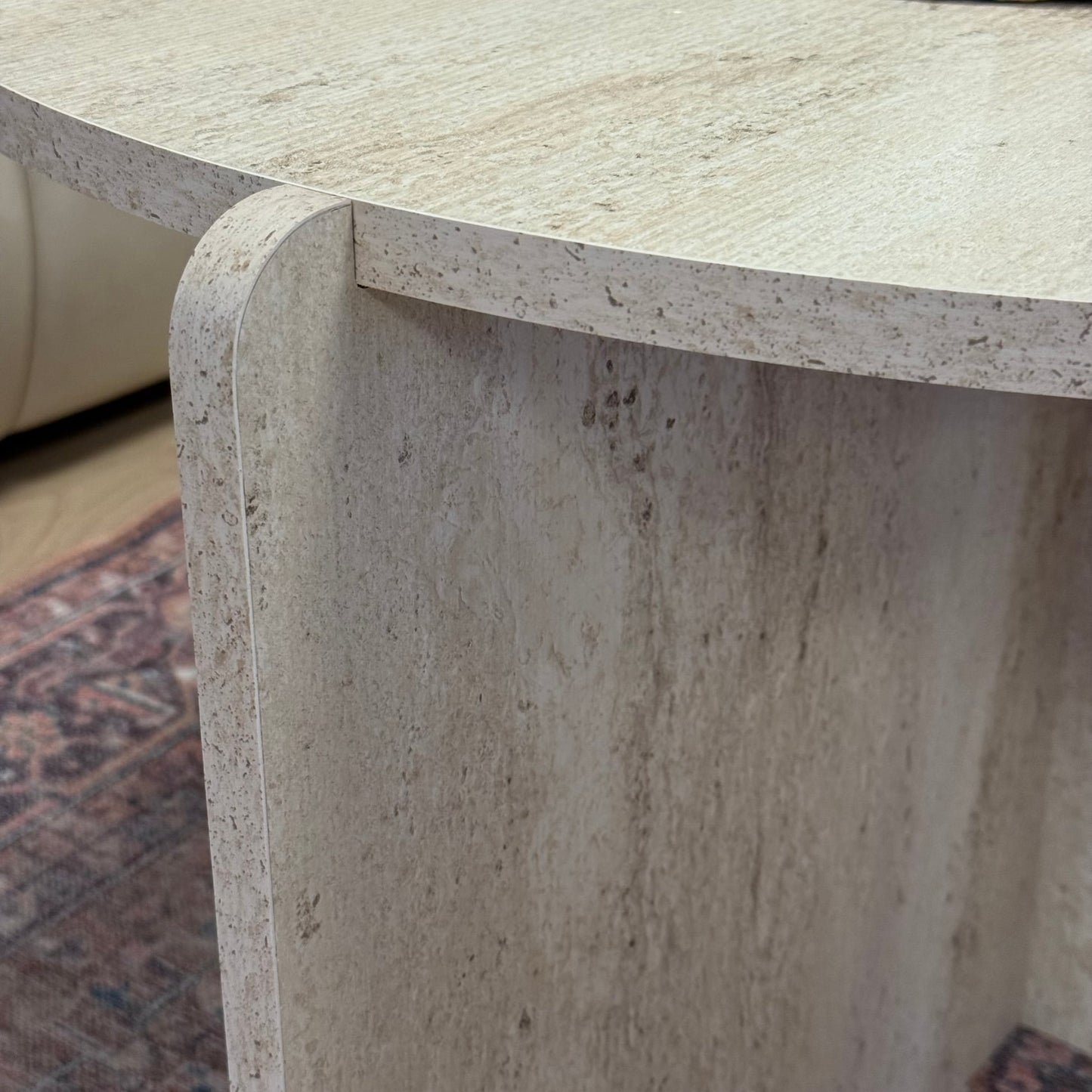 Boho Pinterest, Traverten Desen, Büyük Boy, Yuvarlak Orta Sehpa 83x83x48 cm (Lansman Fiyatı)