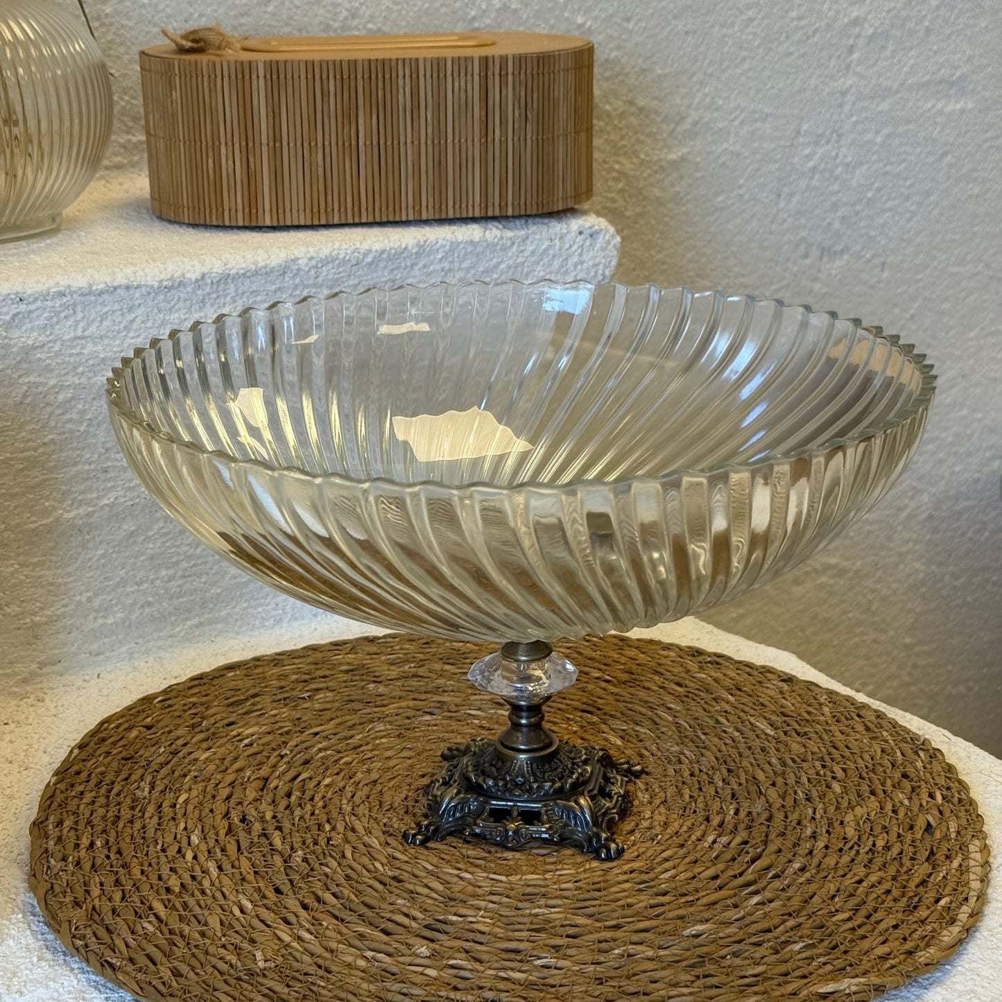 Efegil Lüks Cam Kase Meyvelik Bakır Ayaklı 29x29x16 cm (0204)