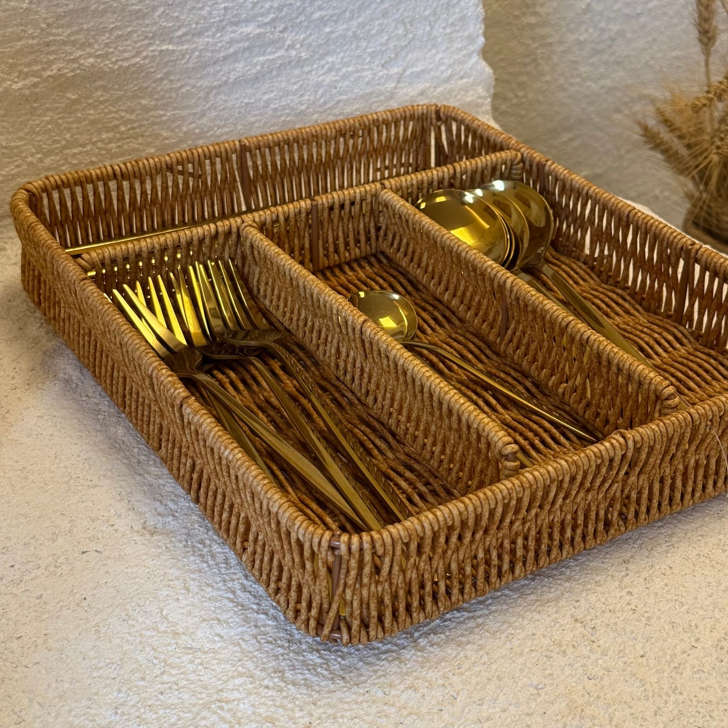 Dama Rattan Bölmeli Çekmece İçi Kaşıklık 30x25x4,5 cm