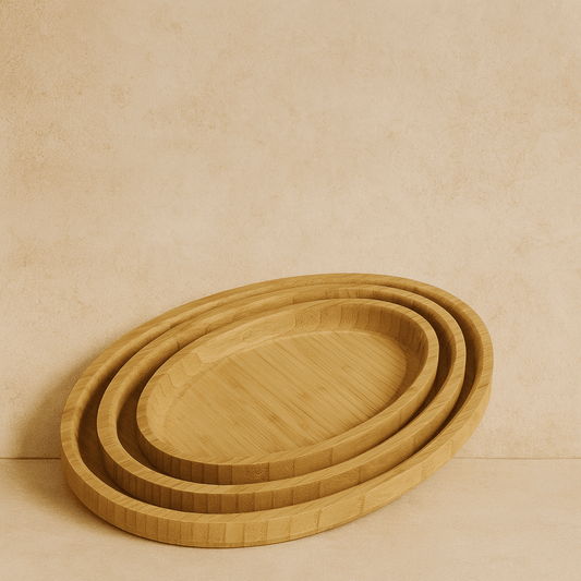 Leonardo Bambu 3 Boy Bambu Oval Tepsi Seti