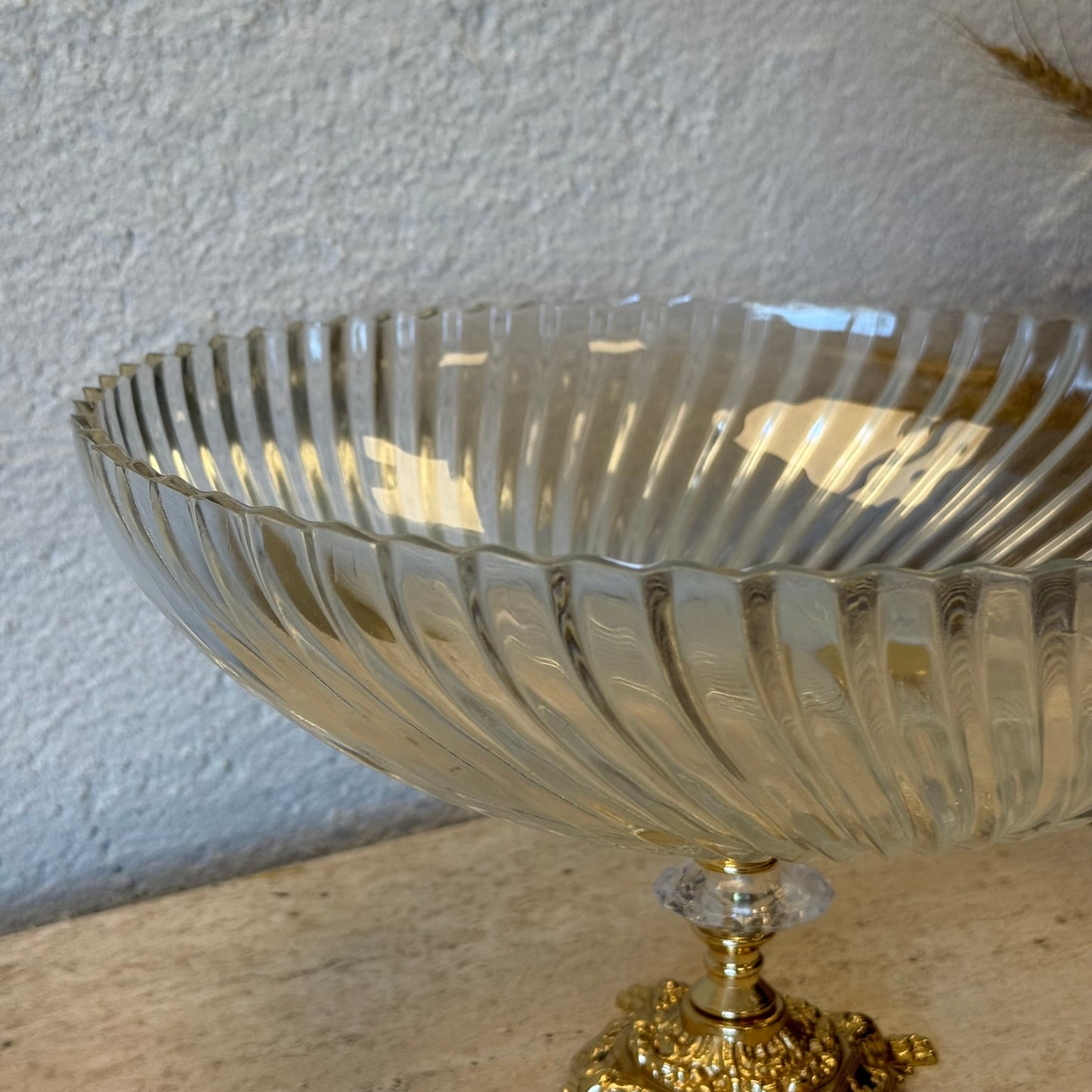 Efegil Lüks Cam Kase Meyvelik Gold Ayaklı 29x29x16 cm (1096)