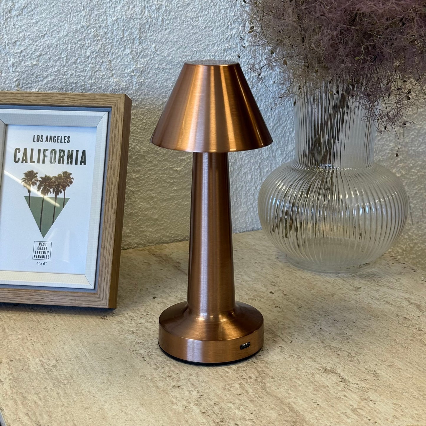 Mira Konik Masaüstü, 3 Fonksiyonlu Led Lamba Şarjlı 23 cm Rose