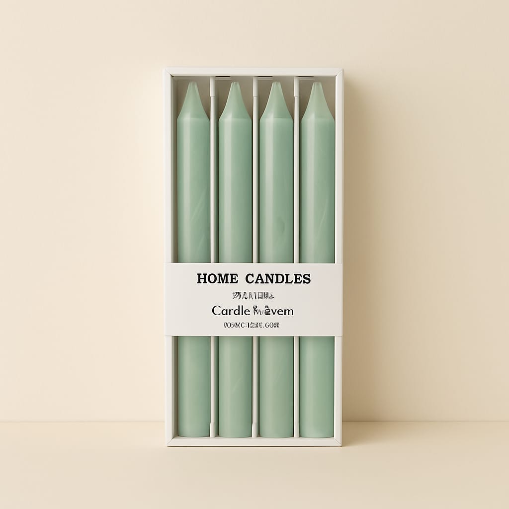 Home Candle 4 Lü Uzun Şamdan Mum Seti Yeşil