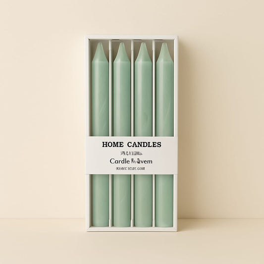 Home Candle 4 Lü Uzun Şamdan Mum Seti Yeşil