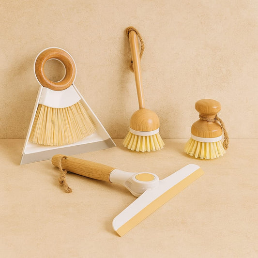 Marina 4 Parça Bambu Saplı Mutfak Seti Beyaz