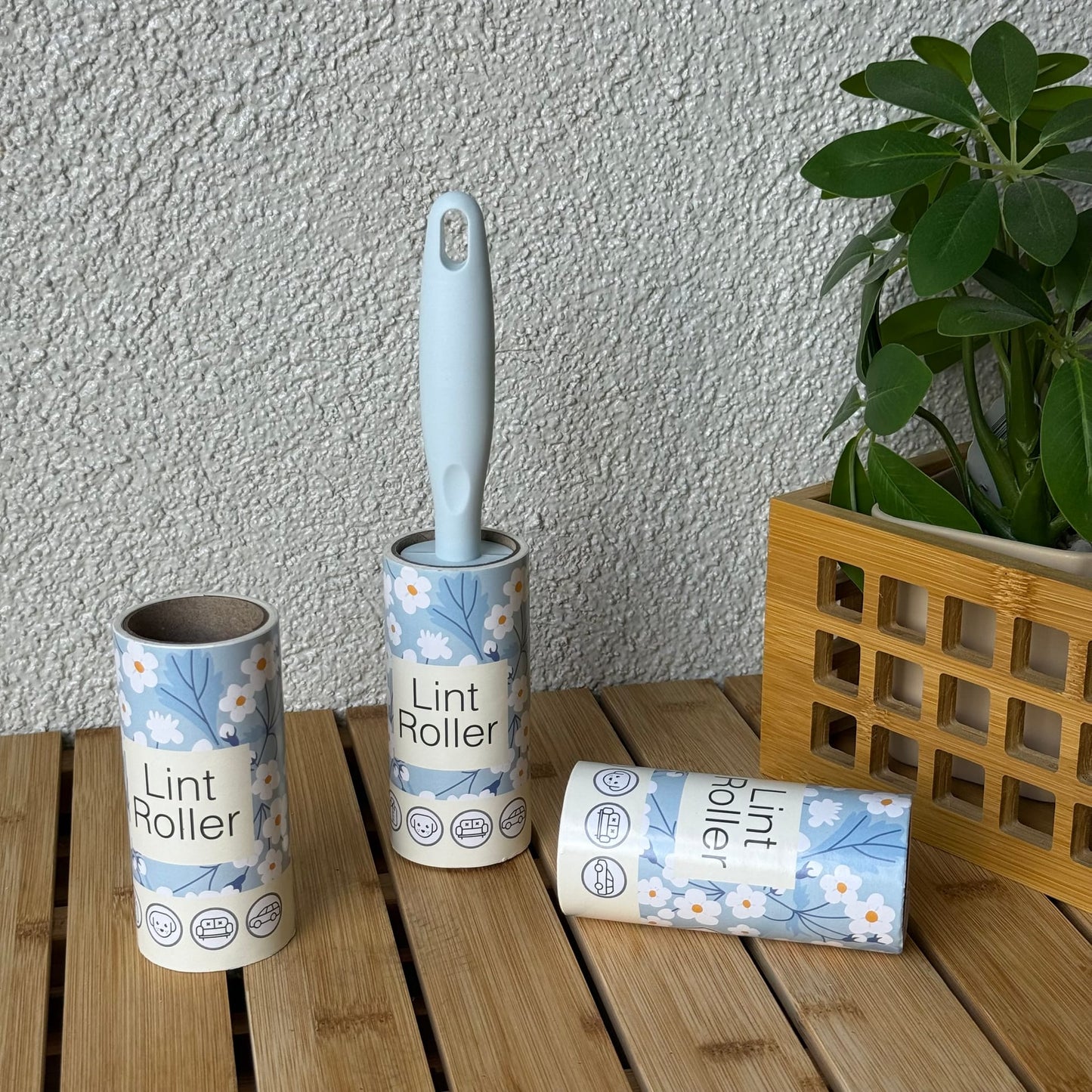 Lint Roller 3 Lü Tüy Toplayıcı Set Mavi Çiçekli