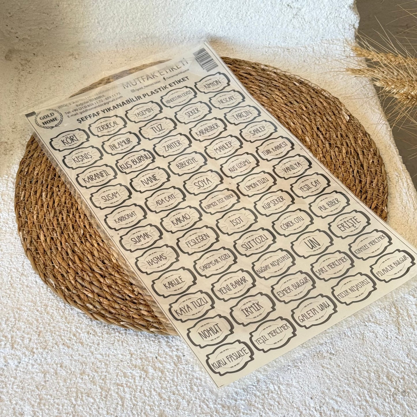 Şeffaf Yıkanabilir Baharat Etiketi