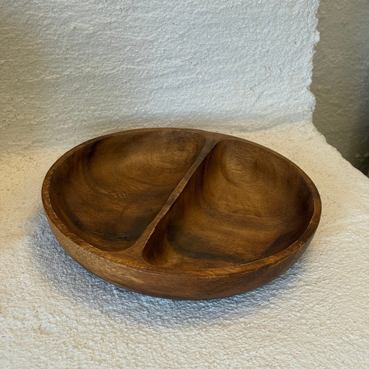 Larama 2 Bölmeli Akasya Yuvarlak Sunumluk 23x23 cm