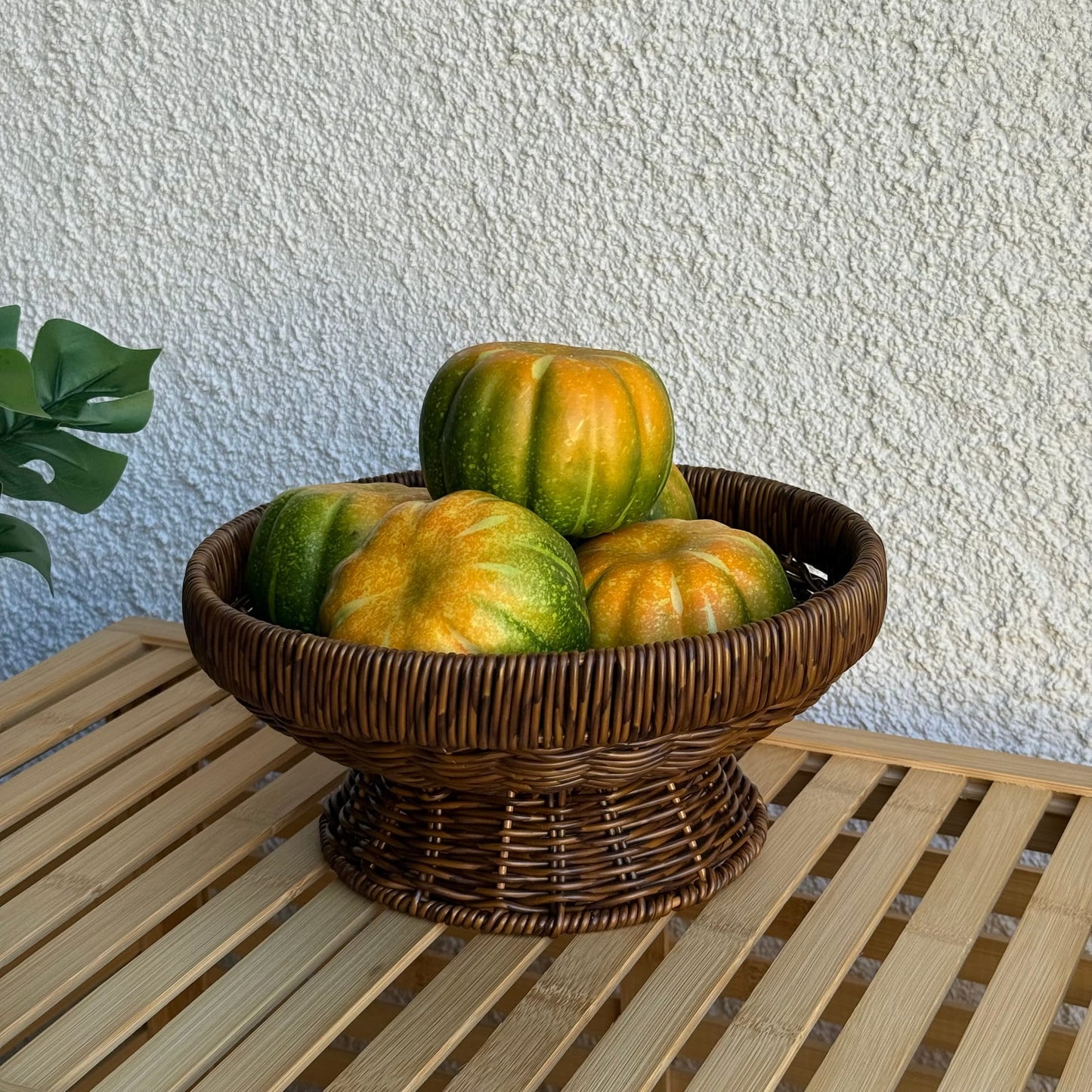 Lara Rattan Ayaklı Meyvelik 25 cm Kahve Rengi