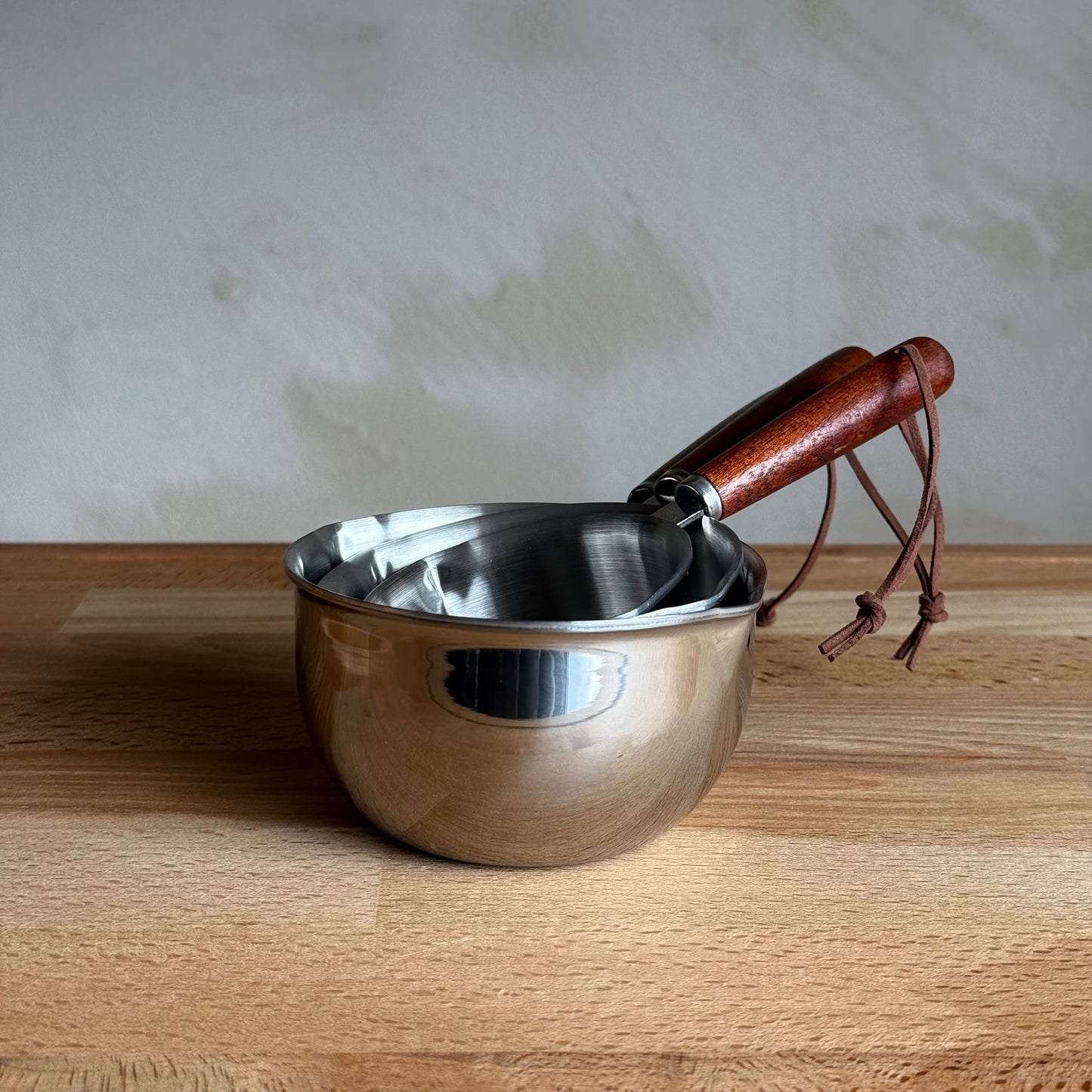 Kylie 3 Boy Çelik Akasya Ağacı Saplı Ölçü Seti (304 Çelik Yüksek Kalite)