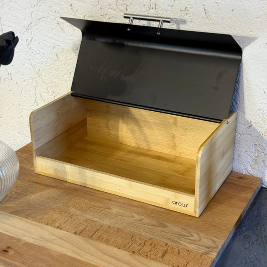 Alga Bambu Büyük Boy Ekmek Kutusu Siyah