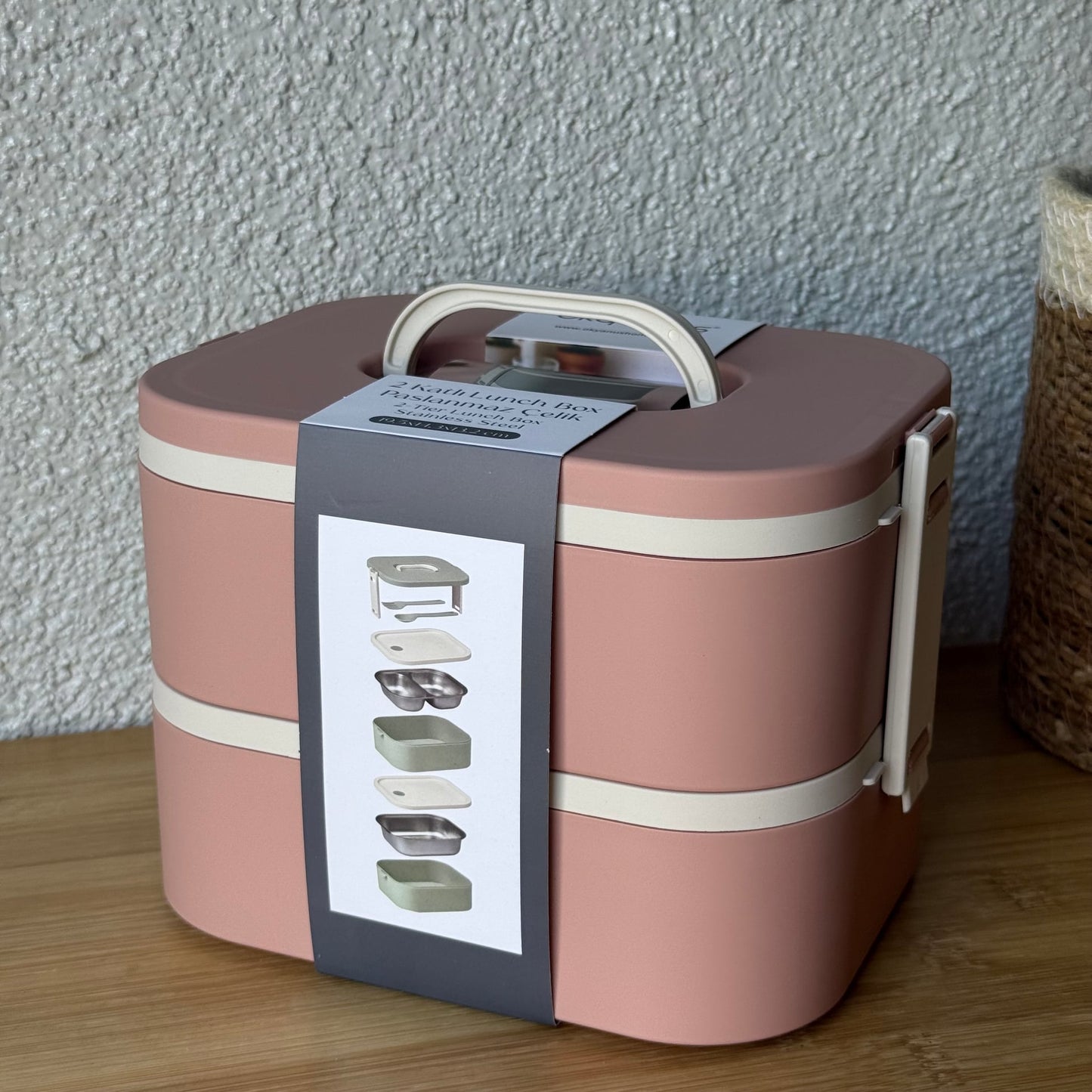 Okyanus 2 Katlı Lunch Box Pudra 19,5x14,3x13,2 CM