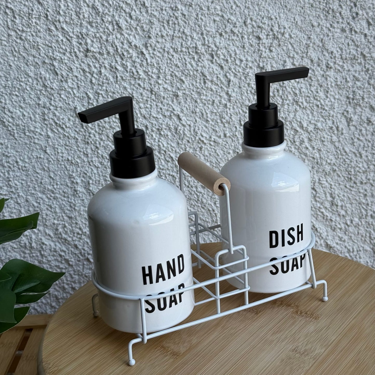 Tonish Metal Standlı Poeselen Sıvı Sabunluk Seti  Beyaz