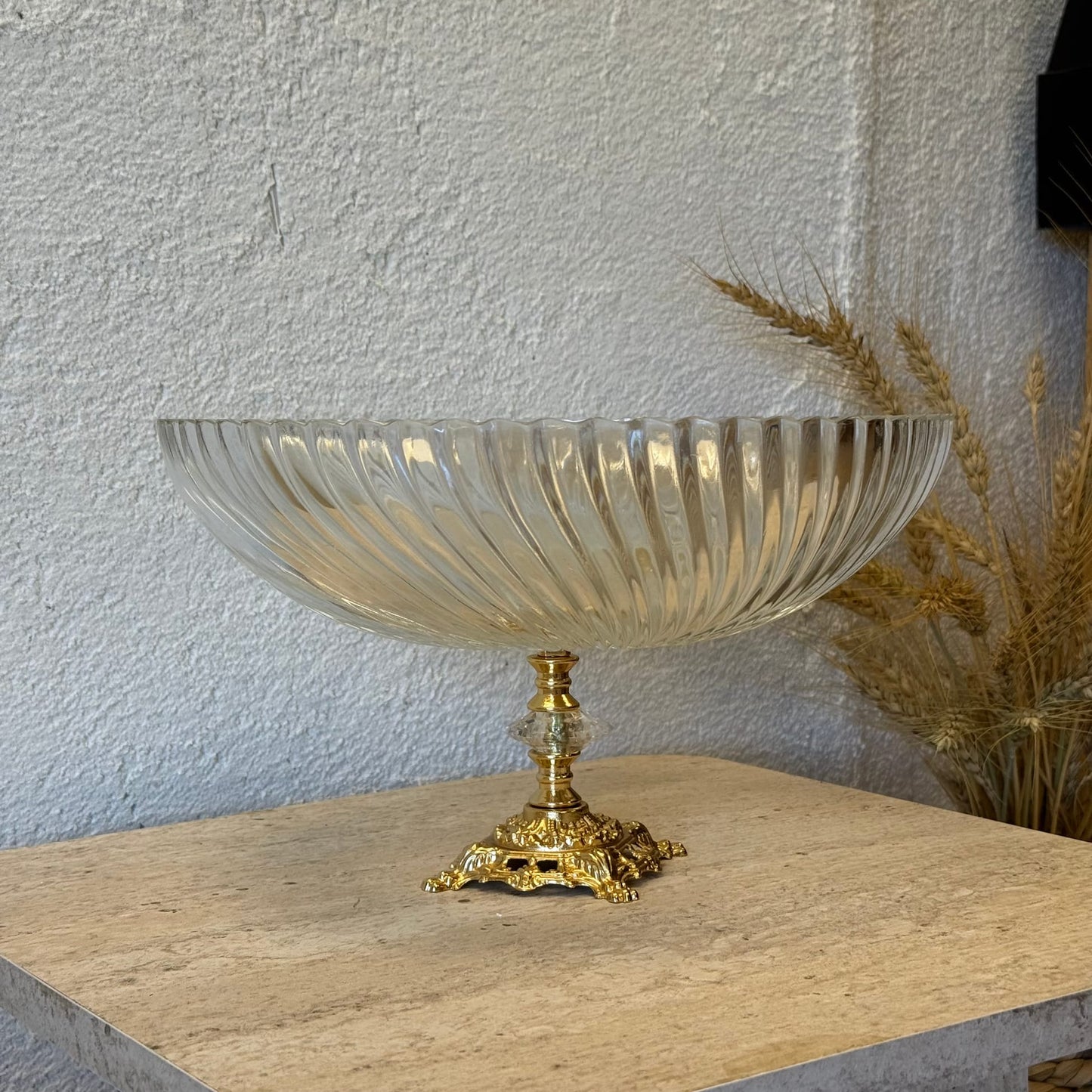 Efegil Lüks Cam Kase Meyvelik Gold Ayaklı 29x29x16 cm (1096)