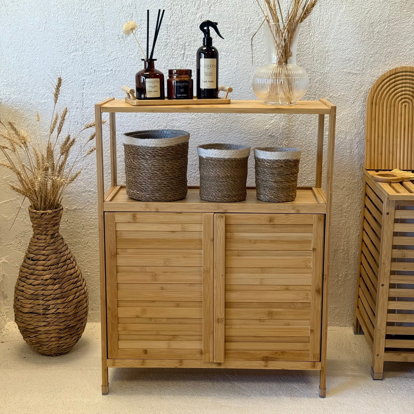 Miena Çok Amaçlı Bambu Dolap 63x27x85 cm