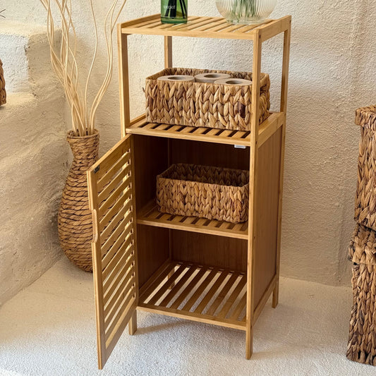 Melis İvory Bambu Tek Kapaklı,2 Katlı Çok Amaçlı Banyo Dolabı 87x36x33 cm (İMKANSIZ FİYAT)KOD:119