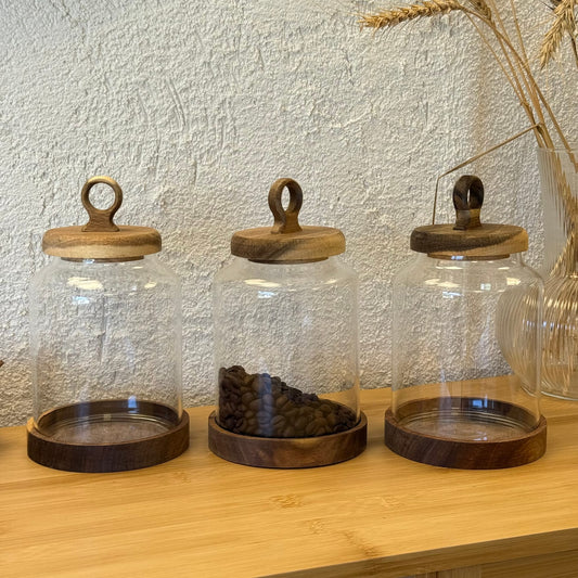 Lily Akasya Ağacı Kapaklı Büyük Boy Kavanoz Seti (1100 ML)