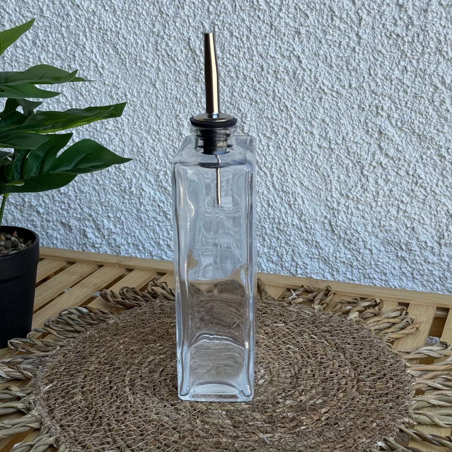 Barotti Dikdörtgen Cam Yağdanlık 500 ML Gümüş