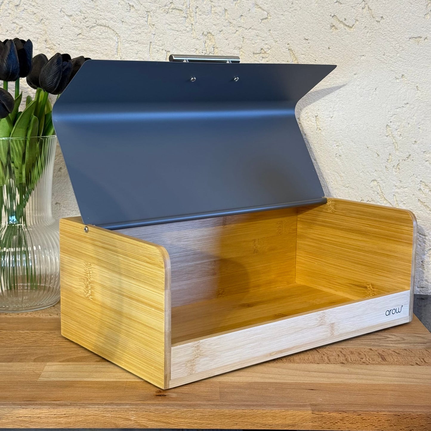 Alga Bambu Büyük Boy Ekmek Kutusu Gri