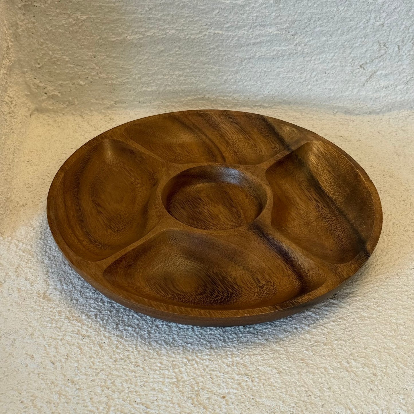 Lara 5 Bölmeli Akasya Yuvarlak Sunumluk 25x25 cm