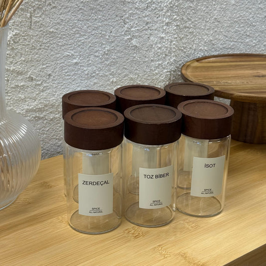 Strokka Akasya Kapaklı Silindir Kavanoz Seti 6 Adet 300 ml