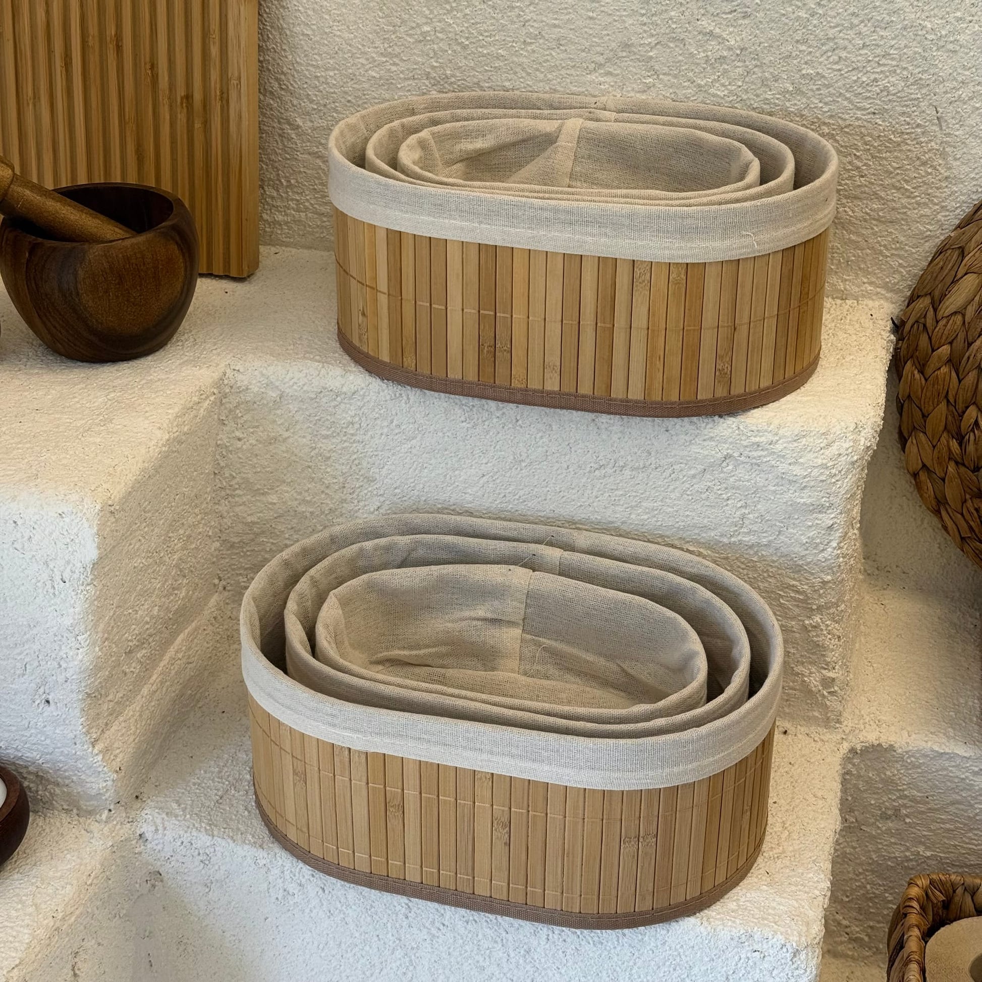 1 Set ALANA Set 1 BEDAVA Bambu Oval Organizer Seti (Toplsm 6 Adet)