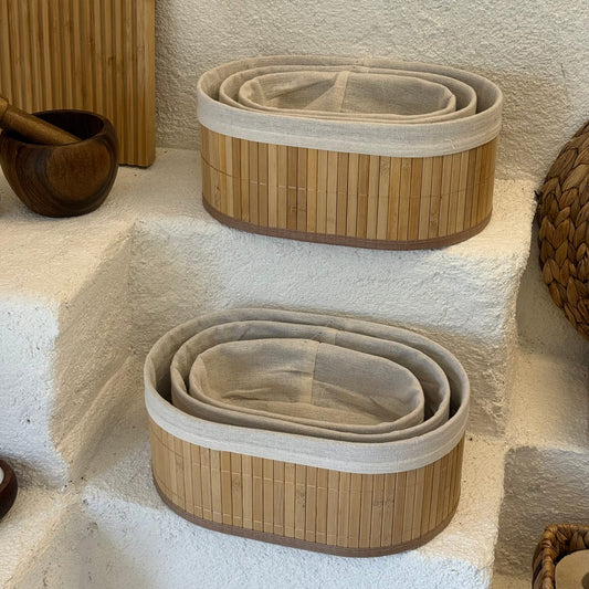 1 Set ALANA Set 1 BEDAVA Bambu Oval Organizer Seti (Toplsm 6 Adet)