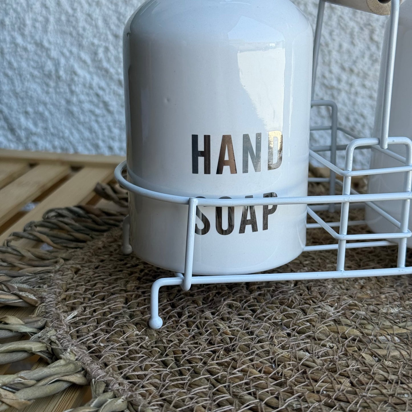 Sleek Standlu Sıvı Sabunluk Seti Beyaz