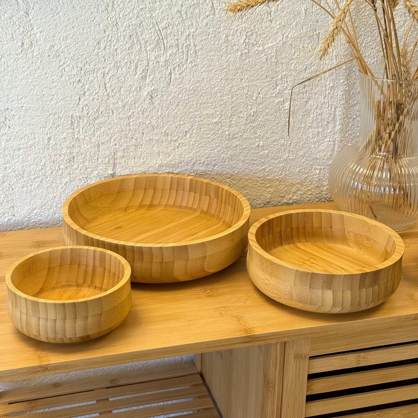 Liva Bambu 3 Boy Yuvarlak Kase 24 cm, 18 cm, 13 cm