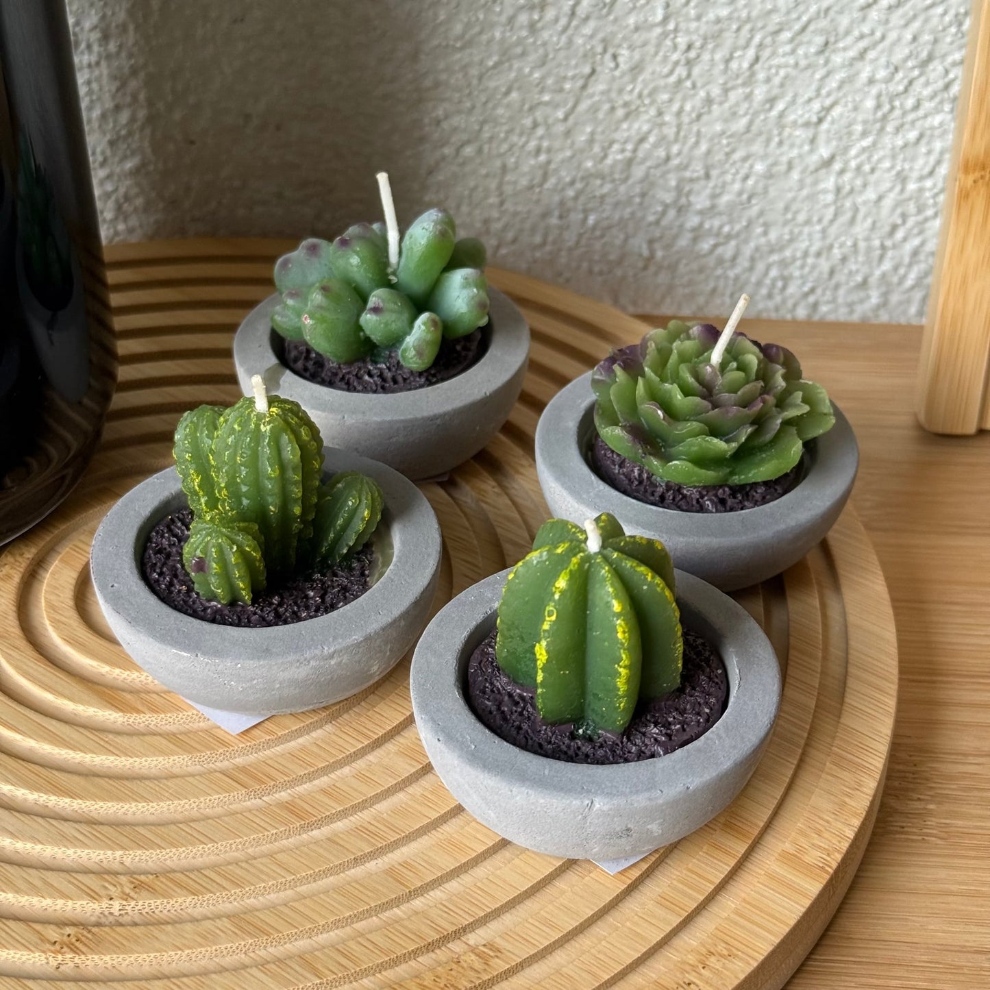 Kaktüs Saksılı Çiçek Mum Seti 4 Adet 6 CM