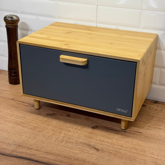 Eva Ayaklı Bambu Ekmeklik Gri