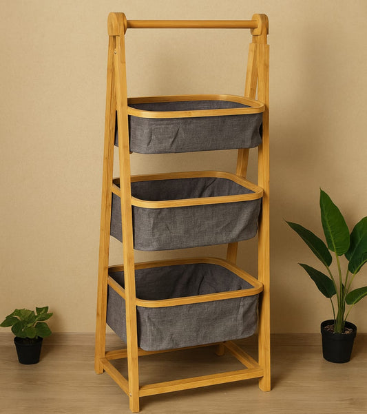 Elbi Bambu Sepetli Banyo yada Mutfak Rafı 110x45 CM