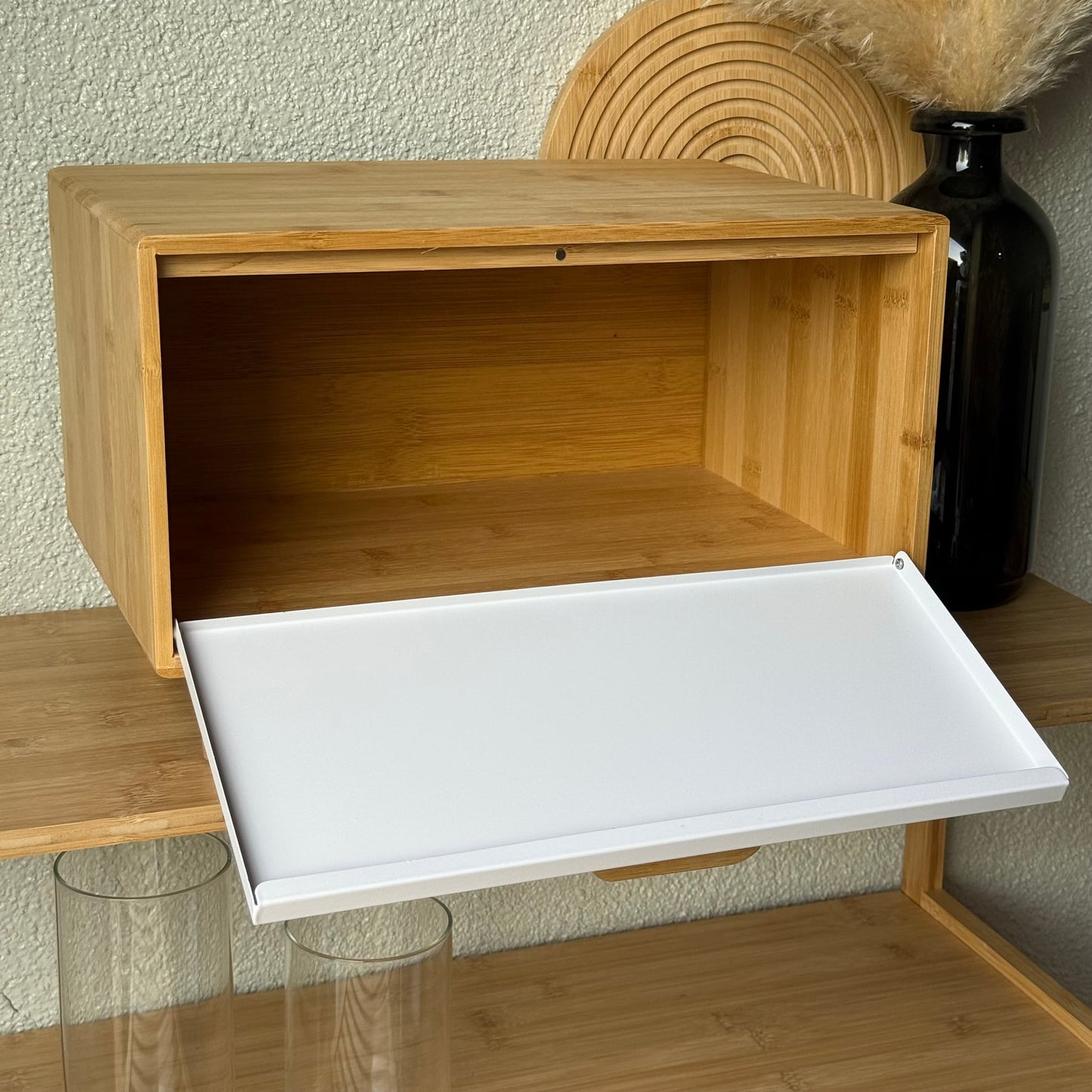 Eva Ayaklı Bambu Ekmeklik Beyaz