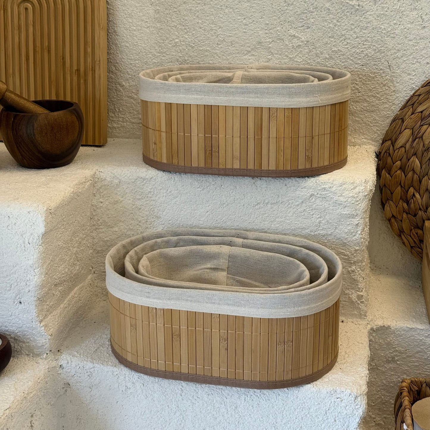 1 Set ALANA Set 1 BEDAVA Bambu Oval Organizer Seti (Toplsm 6 Adet)