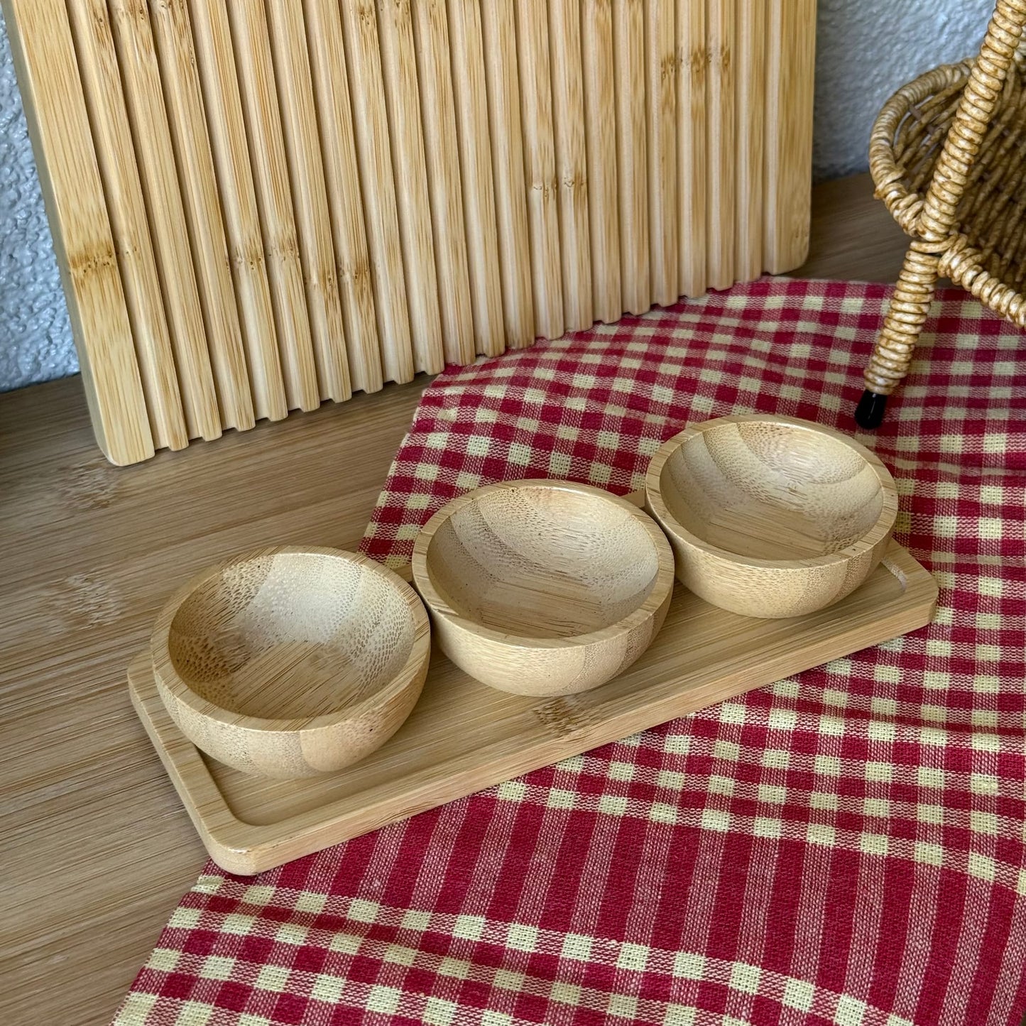 İvory Bambu Standlı Sosluk Reçelik Seti 19x7 CM