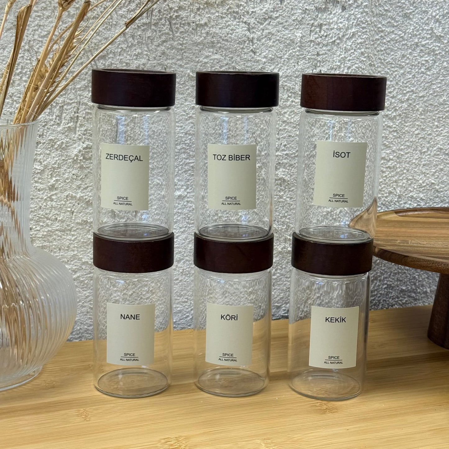 Strokka Akasya Kapaklı Silindir Kavanoz Seti 6 Adet 300 ml