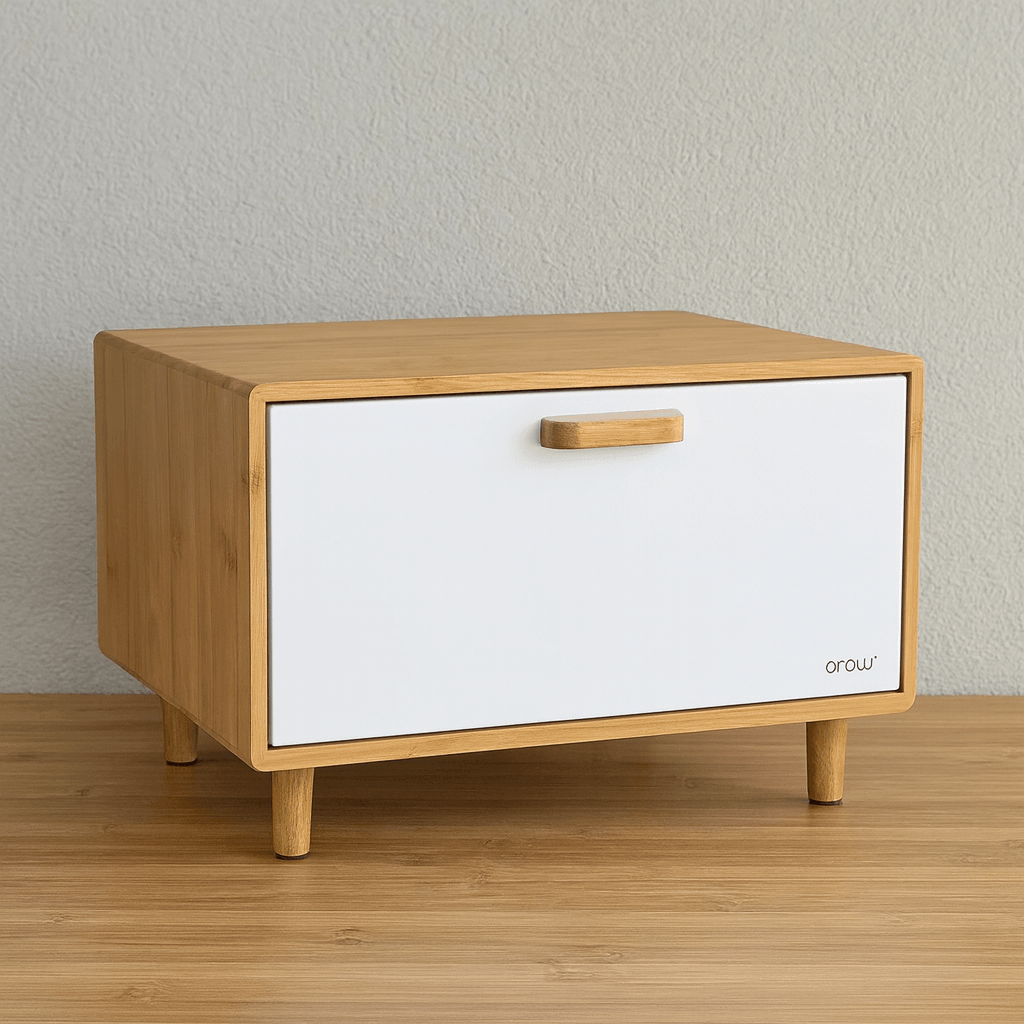 Eva Ayaklı Bambu Ekmeklik Beyaz