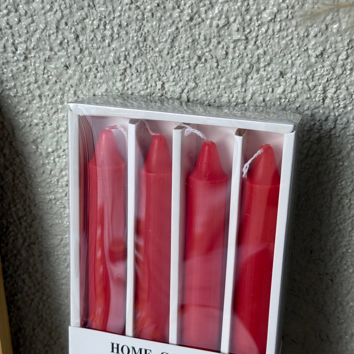 Home Candle 4 Lü Uzun Şamdan Mum Seti Kırmızı