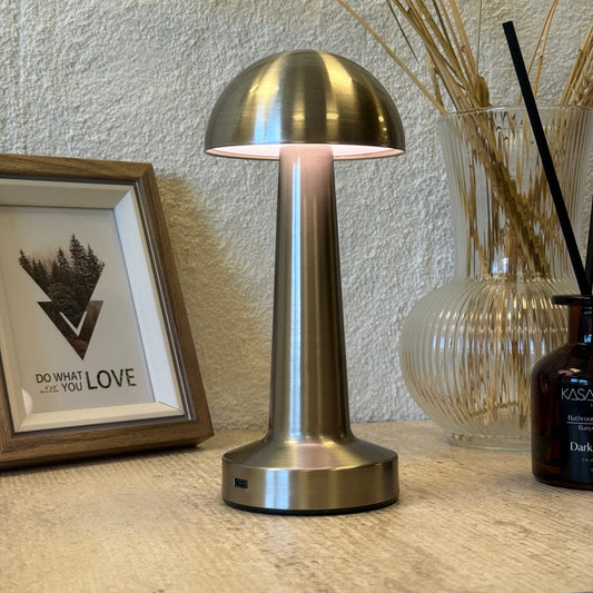 Mira Yuvarlak Masaüstü, 3 Fonksiyonlu Led Lamba Şarjlı 23 cm Gümüş