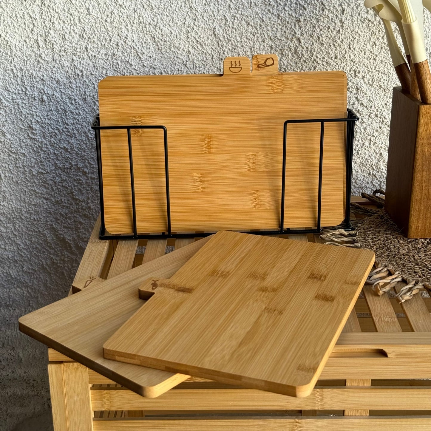 Zara Model Metal Standlı 4 Lü Set Kesme Tahtası